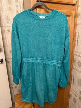 Time and Tru Teal Long Sleeve Casual Dress w/pockets